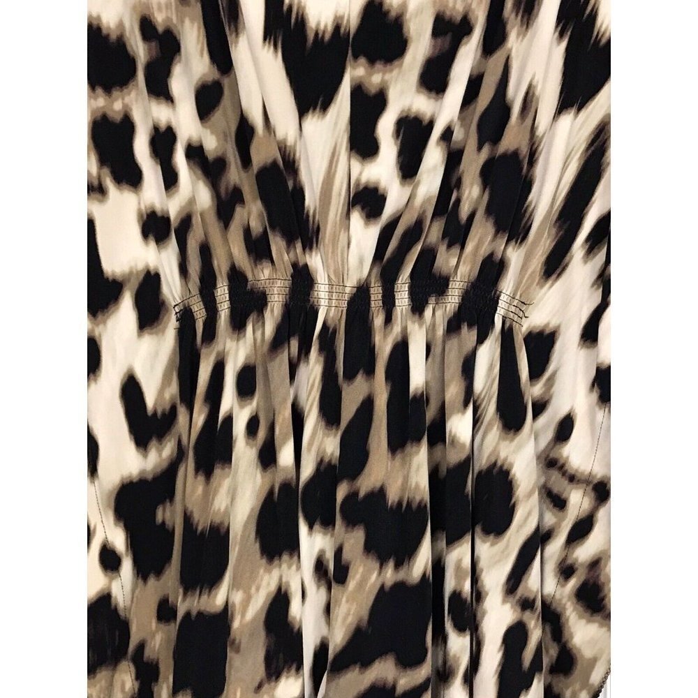 Worthington Women's Medium Leopard Print Pancho Style Top Stretch Gathered Waist - Picture 8 of 9